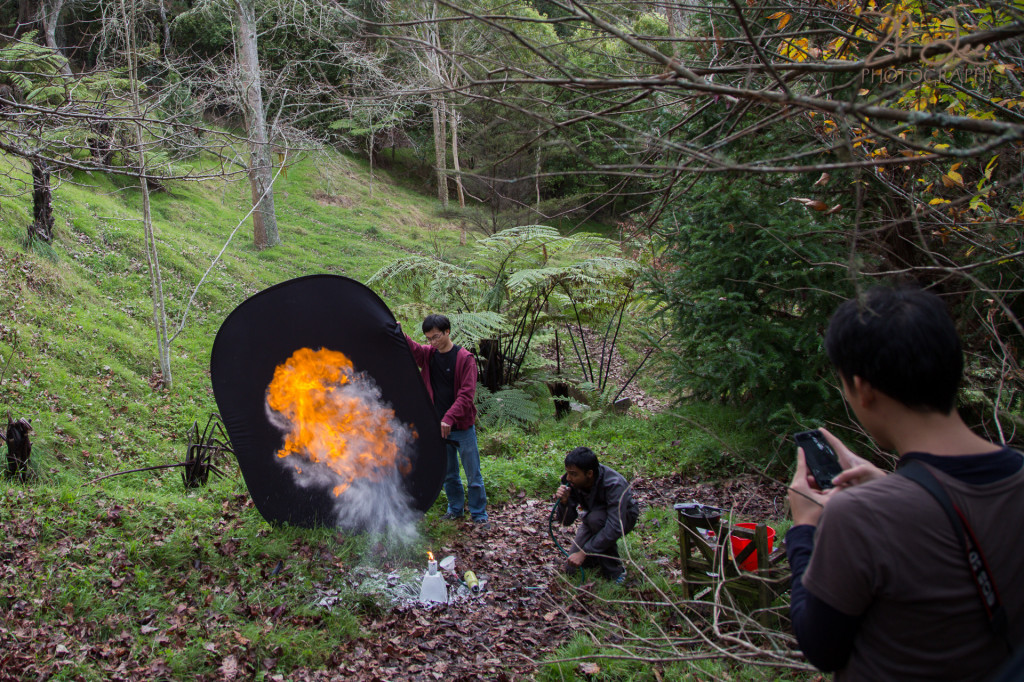 Creating the fire effects required for the levitation scene.